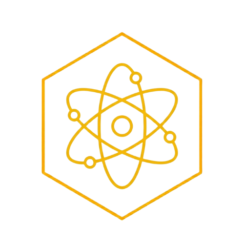 Poznańska Pasieka, ikona atomu symbolizująca badania laboratoryjne i naukową kontrolę nad autentycznością miodu.